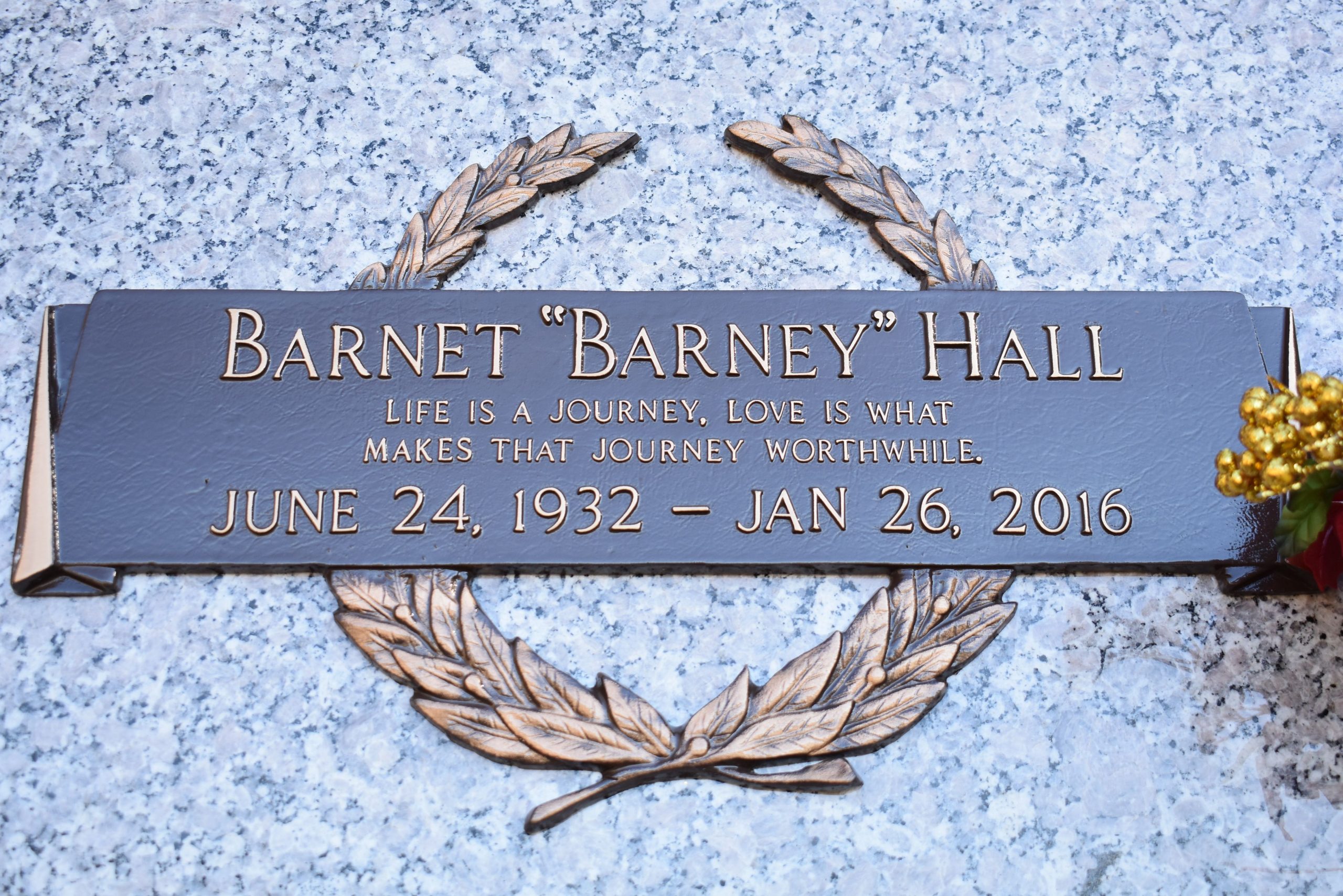 Grave marker of Barney Hall