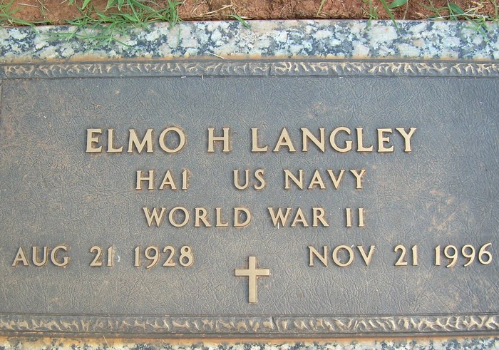 Grave marker of Elmo Langley